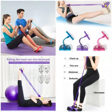 Pedal Resistance Band Tummy Trimmer - (Random Colors)